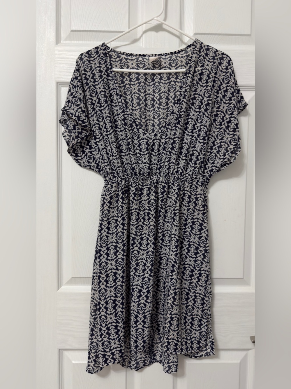 Merona Navy and White Printed Midi Dress